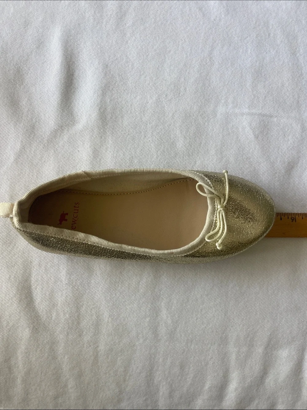 Crewcuts Size 13 Girls Shimmering Gold Bow Ballet Flats
